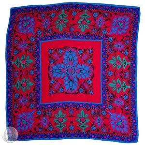 Liz Claiborne Scarf Shawl 100% Silk Bold Abstract Floral Print 34in Vintage